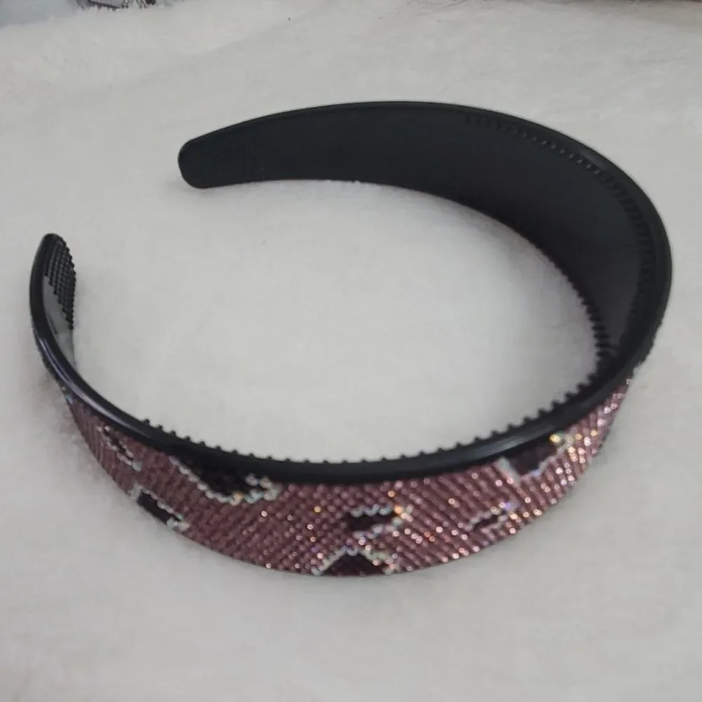 Pink Plum Holographic Leopard Crystals Hairband